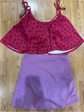 Kortni Jeane 2 piece bathing suit swim bikini summer set LG/XL strawberry prin